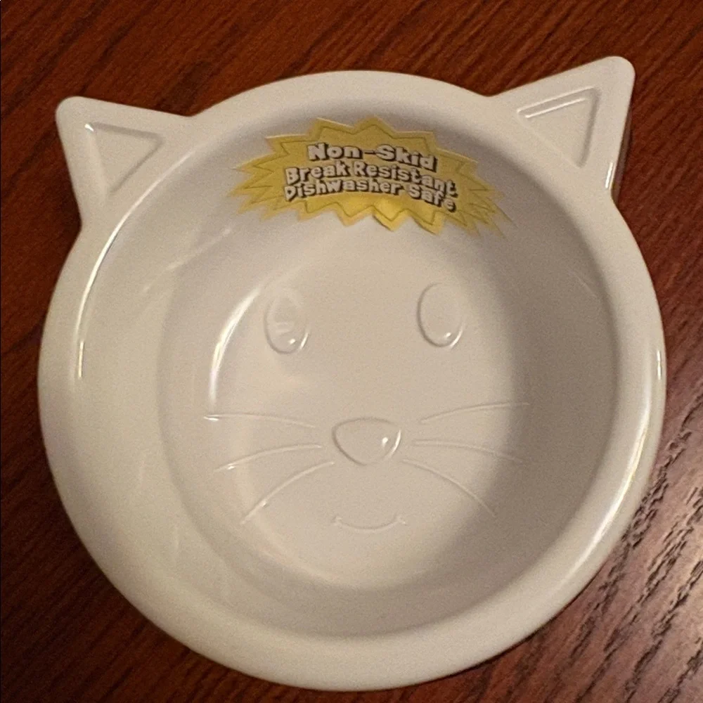 Cat Embossed Face Non Skid Break Resistant Dishwasher Safe Melamine Pet Bowl